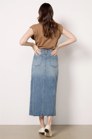 ★2025SS新作★KIRSH★DAMAGE WASHING DENIM SKIRT DAMAGE WASHING LONG DENIM SKIRT [BLACK] - KIRSH | 60